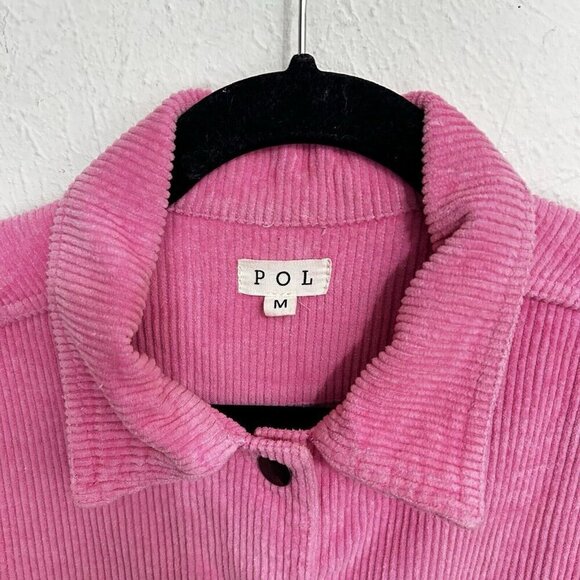 Pol Barbie Pink Wide Wale Corduroy Jacket Distressed Frayed Hem Size M Button Up - Picture 6 of 15